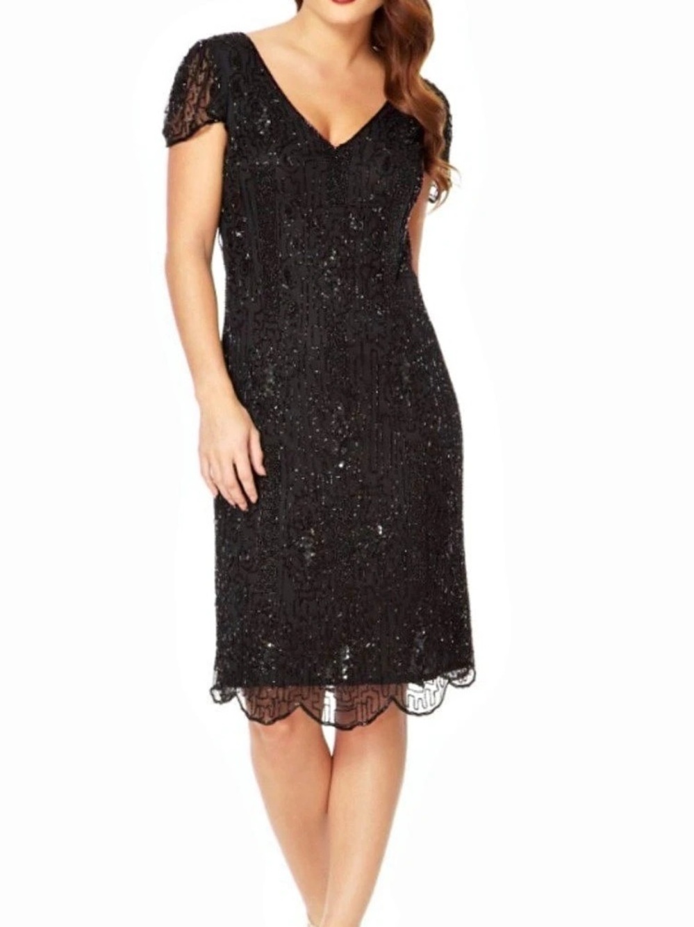 Gatsbylady London Black Sequin Mini Dress Size 4 Like New